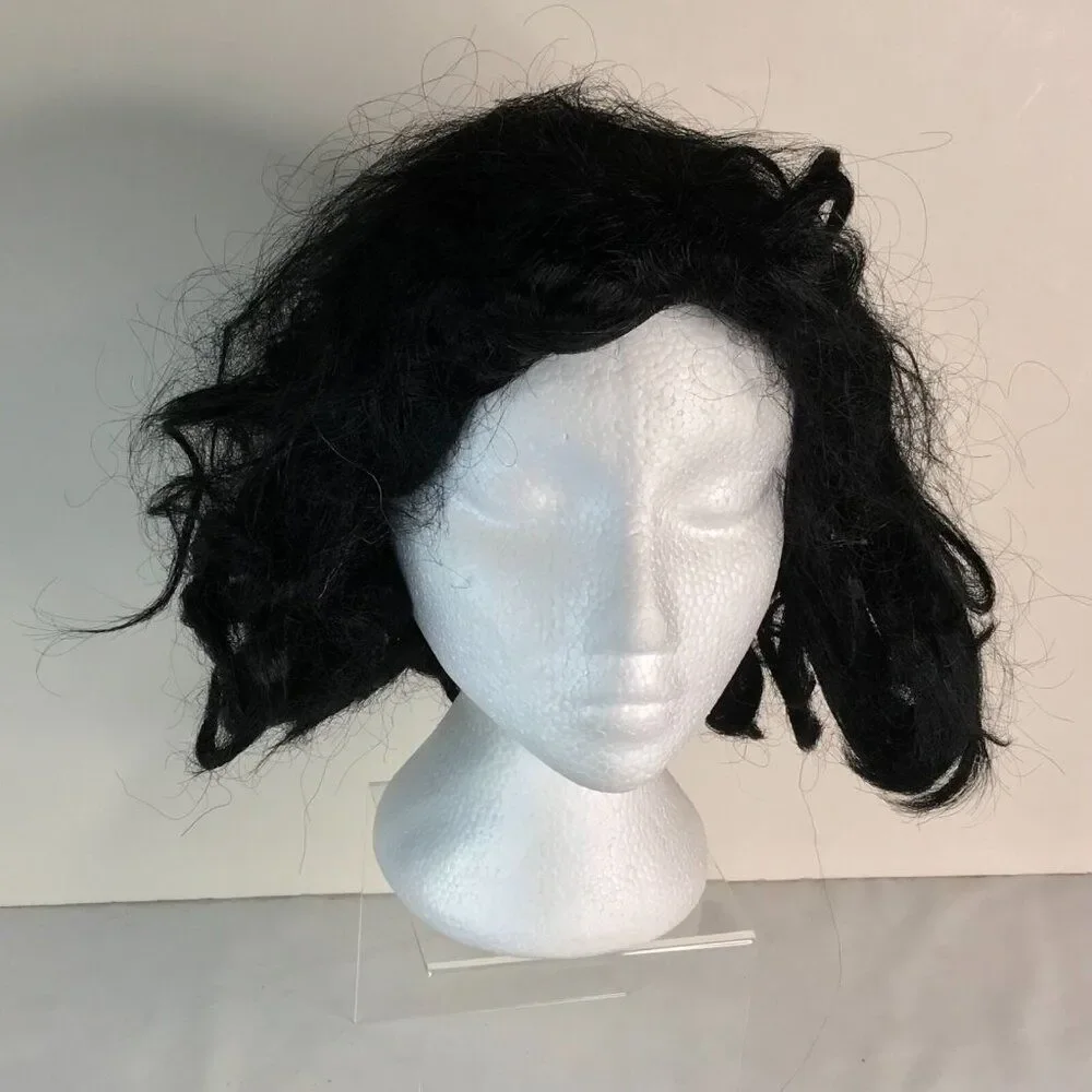 Wig Medium Black Messy Medium Bob Halloween Costume Dress Up Cosplay